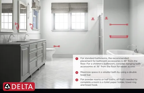 Vista 8 de Delta Galeon - Toallero de 24 pulgadas para baño, color negro mate, toallero de pared para baño, toallero de pared para montaje en pared, 77224-BL
