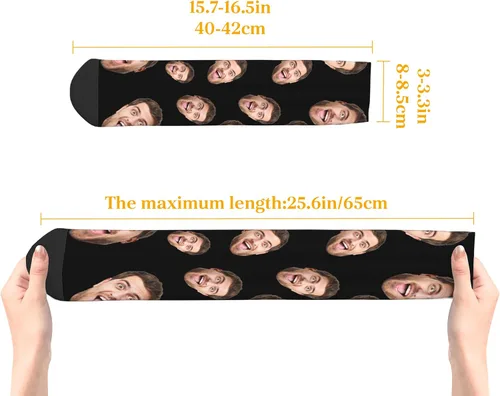 Vista 2 de heigudan Calcetines de cara personalizados, calcetines divertidos con caras para hombres, mujeres, amantes de los perros y gatos, regalos