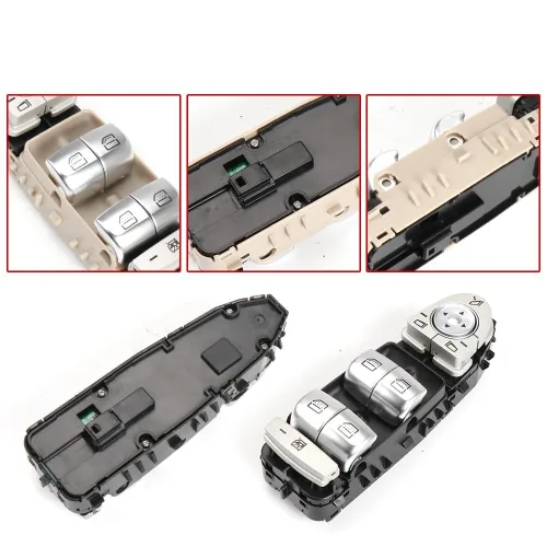 Vista 4 de Interruptor de ventana Master Power de repuesto para Mercedes Benz W213 Clase E E200 E260 E300 E400 2016-2021 (beige)