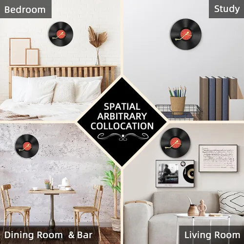 Vista 5 de Discos de vinilo de 12 pulgadas, decoración de pared, reloj de pared de disco de vinilo, relojes de pared únicos con pilas (batería no incluida)