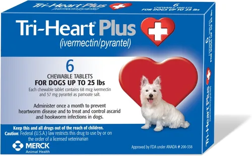 Vista 9 de TRI-HEART PLUS Tableta masticable para perros, 51-100 libras (caja marrón), 6 tabletas masticables, suministro para 6 meses