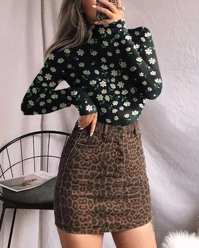 Vista 2 de MANGOPOP - Body de manga larga y cuello alto para mujer