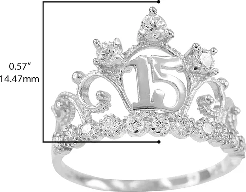 Vista 3 de Tiara de oro blanco de 10 quilates con circonita cúbica, tiara dulce de 15 años de quinceañera