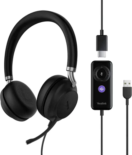 Vista 9 de Yealink Auriculares USB UH34 con micrófono, certificados por equipos, auriculares con cable con micrófono con cancelación de ruido para computadora