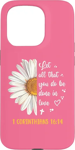 Vista 14 de Linda Daisy 1 Corinthians 16:14 Love Bible Verse for Women Case for iPhone 17