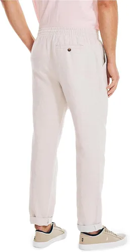 Vista 4 de Nautica Pantalón de lino con cordón de ajuste clásico para hombre