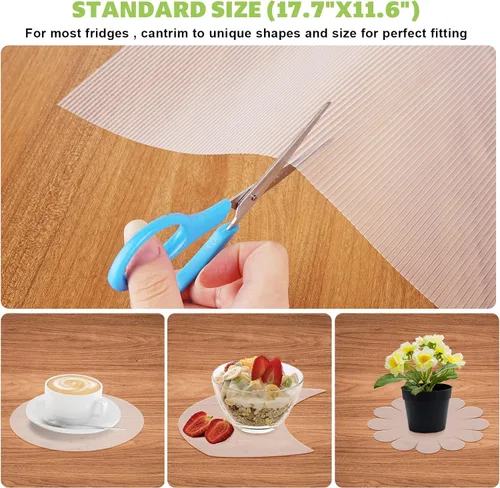 Vista 7 de Shinywear - 16 revestimientos para estantes lavables para refrigerador, antideslizantes, tapetes para estantes de vidrio, forros para refrigerador