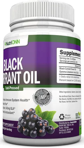 Vista 5 de Aceite de grosella negra, 1000 mg, 180 cápsulas blandas, aceite de semilla de grosella negra puro prensado en frío, sin hexano, 140 mg de GLA por