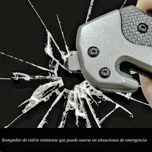 Vista 6 de Cuchillo de bolsillo plegable de 9 pulgadas, cuchillo táctico multiherramienta con hoja de acero inoxidable, mango G10 con rompedor de vidrio, clip