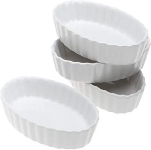 Vista 2 de BonJour Chef's Tools Juego de Ramekins de Porcelana para Crème Brûlée, 4 Piezas, Blanco