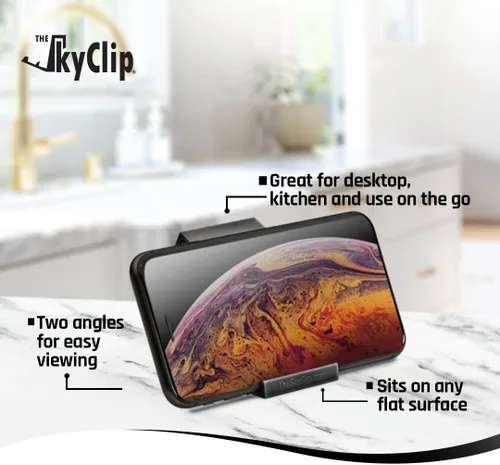 Vista 4 de The SkyClip Soporte de mesa para teléfono celular de avión para la parte trasera del asiento y soporte resistente para teléfono, compatible