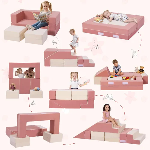Vista 5 de Bloques de escalada para sofá de juegos para niños pequeños Rosa