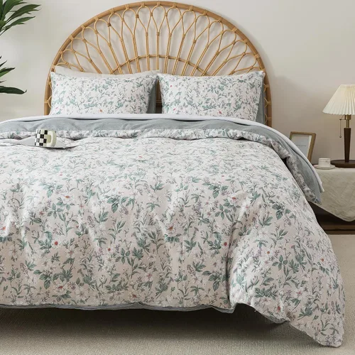 Vista 11 de HoneiLife Juegos de Fundas de Edredón Twin - Funda de Edredón Floral 100% Algodón, Juego de Ropa de Cama Transpirable de 2 Piezas con Cierre