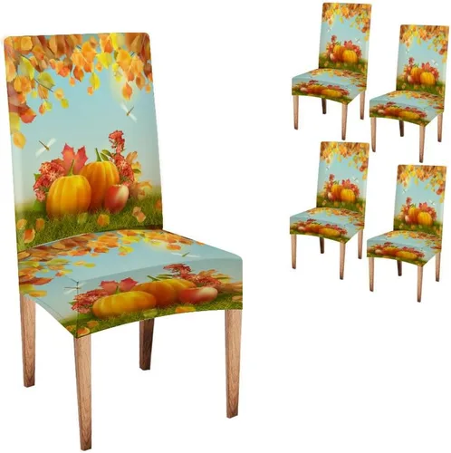 Vista 212 de CAPSCEOLL Christmas Dining Chair Covers,Snowflakes Festive Winter Pattern Stretch Chair Covers for Dining Room Set of 2 Washable Spandex Parson