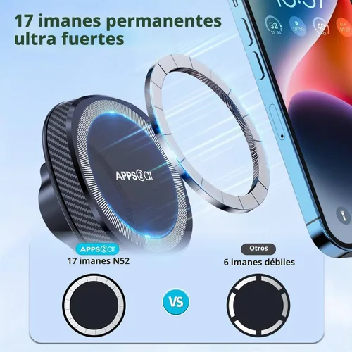 Vista 3 de APPS2Car para soporte de teléfono de coche Magsafe, tablero de instrumentos Negro