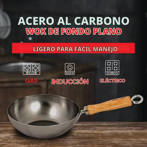 Vista 4 de Helen's Asian Kitchen - Wok de acero al carbono, 8 pulgadas, para porciones individuales o más pequeñas
