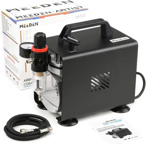 Vista 12 de MEEDEN Kit de compresor de aerógrafo - Compresor de aire completo de 1/5 HP para pintura de modelos con manguera de 6 pies