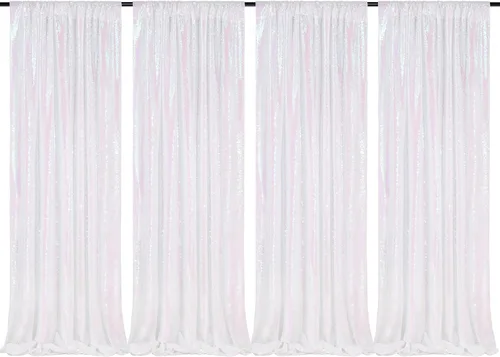 Vista 30 de 2 cortinas de 2 x 8 pies de lentejuelas con brillantina para marco de fotografía, para fiestas o fondos de fotografía