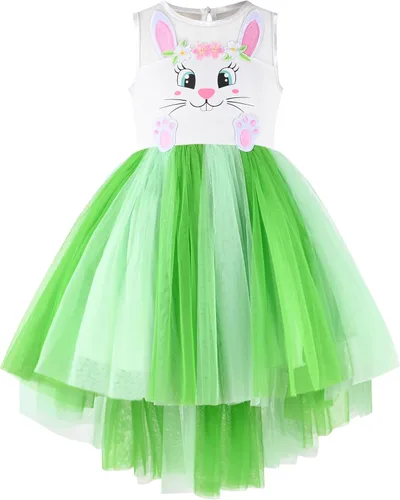Vista 14 de Sunny Fashion Vestido de Unicornio para Niñas con Flores, Desfile de Princesa Arcoíris, Vestido de Fiesta Negro