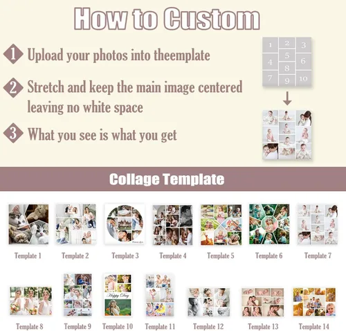 Vista 5 de DOARTDO 6 fotos de collage de fotos en lienzo, impresiones en lienzo personalizadas con tu familia, amigos y mascotas, marco de decoración de pared