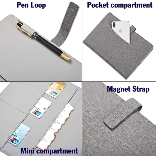 Vista 6 de Cubierta de cuaderno de viaje A5 OOKU compatible con Rocketbook Fusion tamaño ejecutivo, cuaderno inteligente reutilizable, planificador Panda