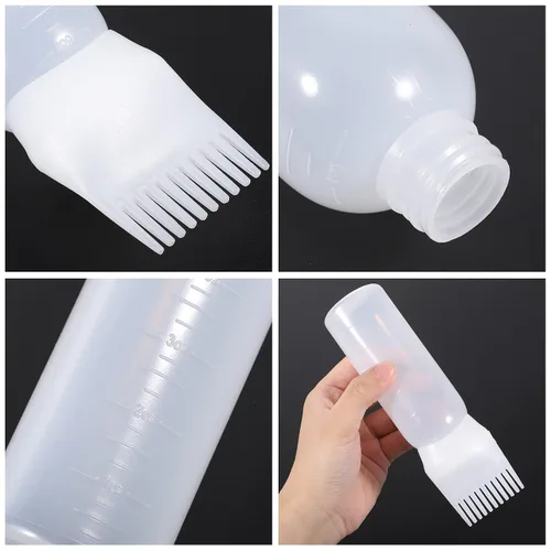 Vista 5 de Botella aplicadora de peine de raíz Pimoys 6 onzas, paquete de 2 aplicadores de aceite para el cabello, botella aplicadora para tinte de cabello