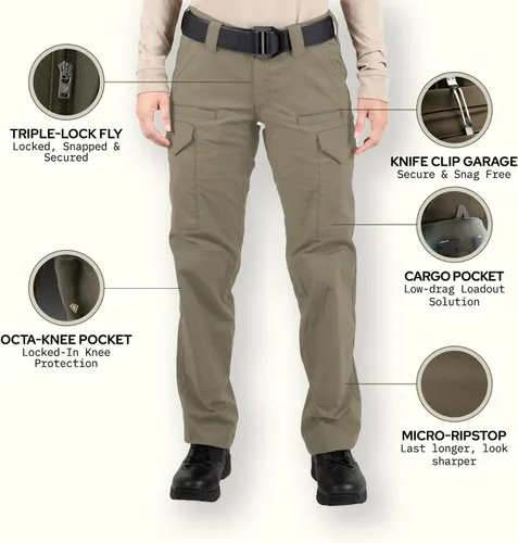 Vista 5 de First Tactical V2 - Pantalón táctico para mujer Tela micro Ripstop con escudo de teflón repelente a las manchas Verde (Ranger Green)