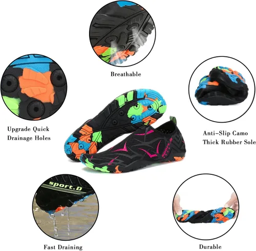 Vista 6 de Zapatos de agua para hombre y mujer, zapatos acuáticos descalzos, de secado rápido, para playa, natación, buceo, kayak, surf, deportes acuáticos