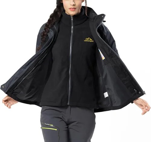 Vista 3 de MAGCOMSEN Abrigos de invierno 3 en 1 para mujer chaqueta de esquí resistente al agua cortavientos chaqueta de invierno