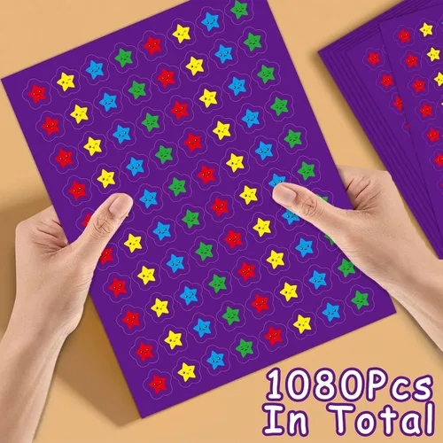 Vista 5 de 2880 calcomanías de estrellas para niños, calcomanías de caras tristes felices para tabla de comportamiento de recompensa, calcomanías