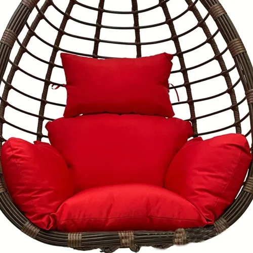 Vista 11 de Cojín para silla de huevo colgante para patio, cesta colgante, asiento lavable, color burdeos