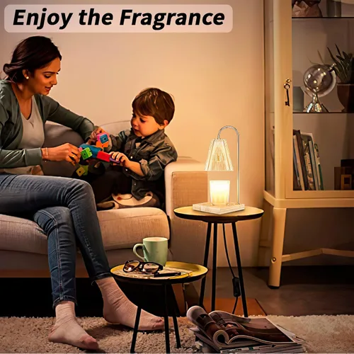 Vista 9 de Lámpara calentadora de velas, lámpara regulable con temporizador, regalos para mamá, calentador eléctrico de lámpara de vela con 2 bombillas