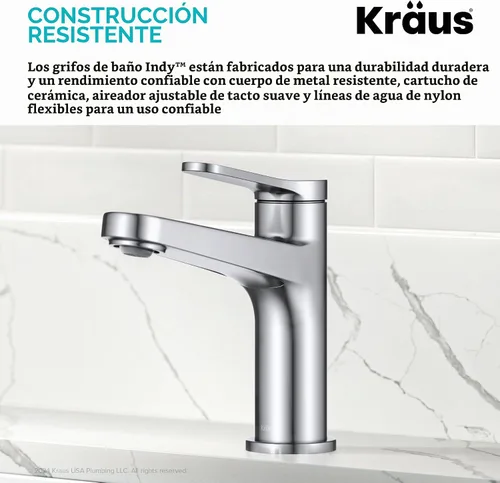 Vista 9 de KRAUS Indy Grifo de Lavabo de un Orificio de una Sola Manija en Cromo, KBF-1411CH Cromado