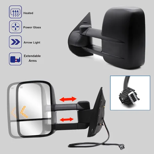 Vista 2 de Espejos de remolque aptos para Chevy Silverado Suburban GMC Sierra Yukon 2007-2014