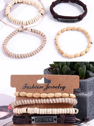 Vista 5 de Long tiantian Pulseras de cuero para hombre, estilo hippie, apilables, estilo bohemio, trenzadas, de los años 70, trajes de joyería para hombres
