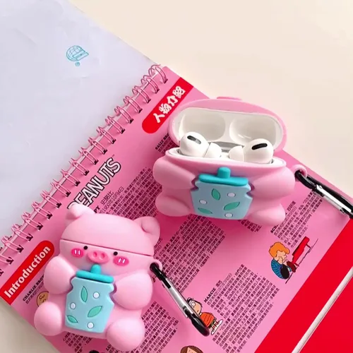 Vista 5 de Bonita funda para AirPods Pro, bonita funda de dibujos animados 3D Kawaii para Airpods Pro, divertidas fundas de silicona de anime para AirPods Pro