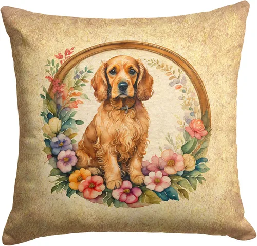 Vista 246 de Caroline's Treasures DAC2072PW1414 Affenpinscher and Flowers - Almohada decorativa de tela, lavable a máquina, para interiores y exteriores