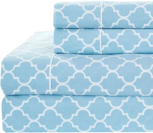 Vista 4 de Royal Tradition Meridian - Juego de 2 fundas de almohada de 340 hilos, 100% algodón, tamaño Queen, color azul y blanco