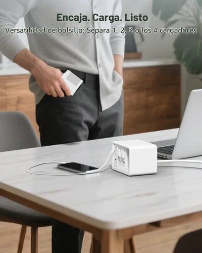 Vista 7 de Gitryin Estación de carga de escritorio 12-en-1, cargador retráctil USB