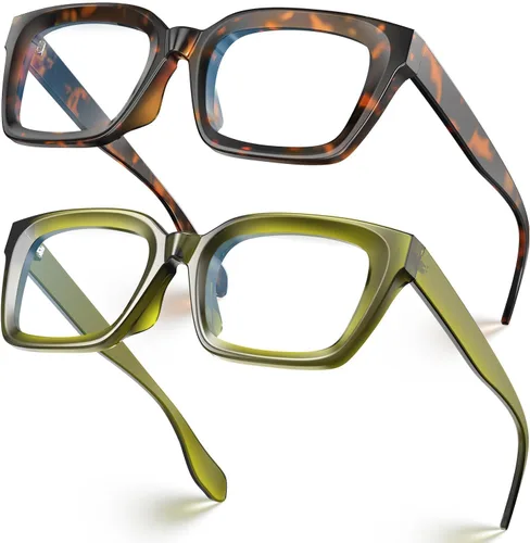 Vista 16 de Square Blue Light Glasses for woman Chunky Oversized negro (Black&Clear)