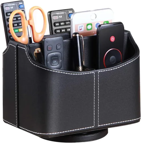 Vista 14 de PUSU - Soporte organizador de piel sintética giratorio en 360 grados para control remoto de TV, suministros de escritorio, suministros de oficina