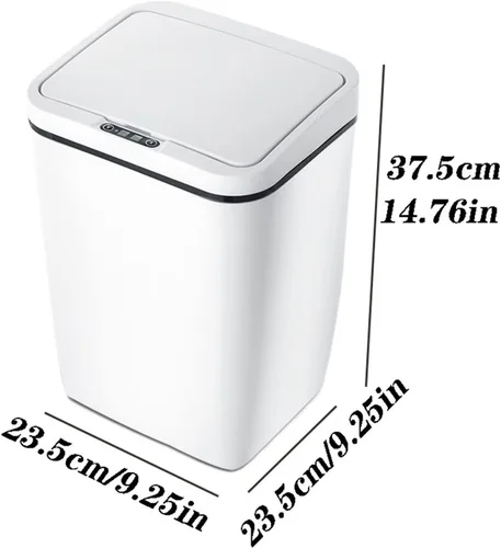 Vista 2 de BONAD Basurero de cocina de 12 litros de inducción para dormitorio, sala de estar, baño con tapa, papelera para el hogar, papelera automática