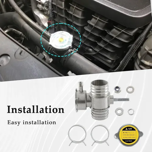 Vista 6 de Llenadora de refrigerante de motor de aluminio con tapa compatible con Dodge Avenger Caliber Durango Dakota Chrysler 200 Sebring Jeep Compass