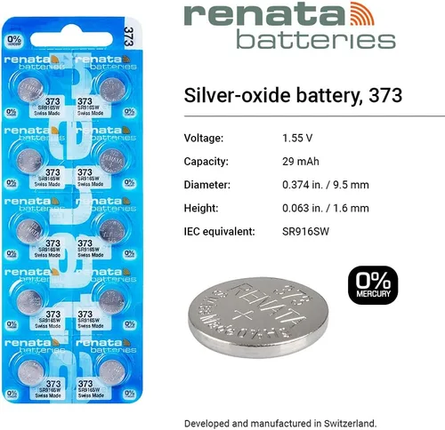 Vista 2 de Baterías de reloj Renata #373 2Pcs