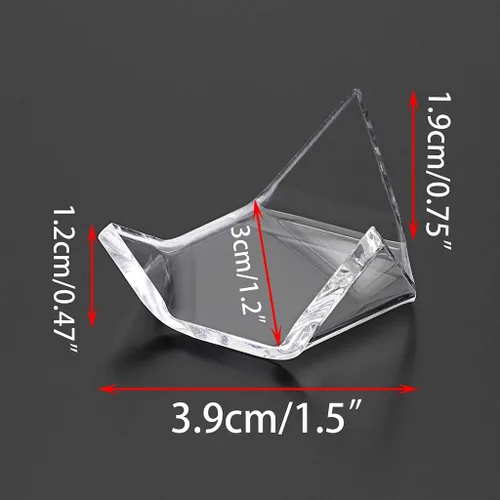 Vista 4 de Hipiwe Paquete de 5 soportes de exhibición triangulares acrílicos – Caballete de exhibición para geodas, rocas, ágata mineral, coral fósil, soportes