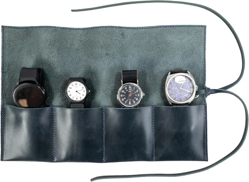 Vista 30 de Hide & Drink, Organizador de rollos de reloj de cuero hecho a mano de cuero de grano completo, con capacidad para hasta 4 relojes, fácil de llevar