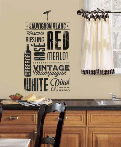 Vista 6 de RoomMates RMK2649SCS Wine Lovers - Calcomanías de pared para despegar y pegar, color negro