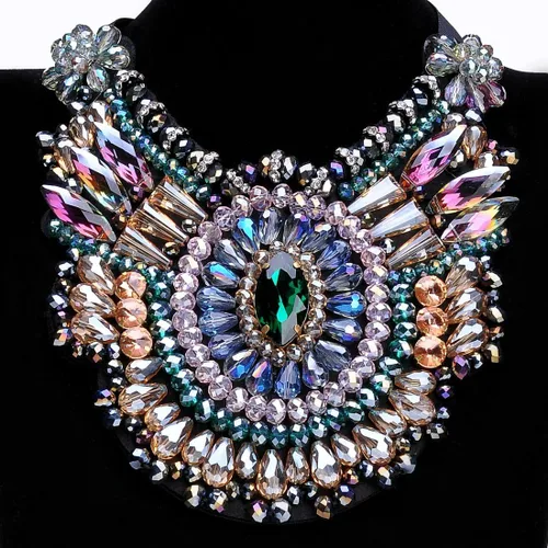 Vista 3 de Collar de cristal con estrás, gargantilla gruesa, collar con colgante, collar de moda para mujer