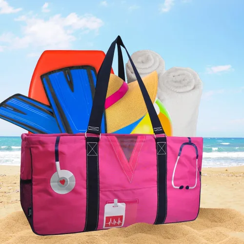 Vista 335 de NGIL Bolsa de comestibles reutilizable extra grande plegable de gran tamaño para comestibles, almacenamiento, picnic, playa, Estampado