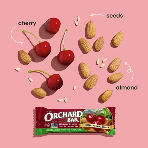Vista 3 de Orchard Bar Barras de frutas y nueces sin OMG, cereza y almendra, 1.4 oz, paquete de 12